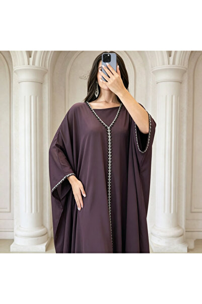 Bleco Elegant Black Silver Trim Abaya, Modest Flowy Kaftan for Women