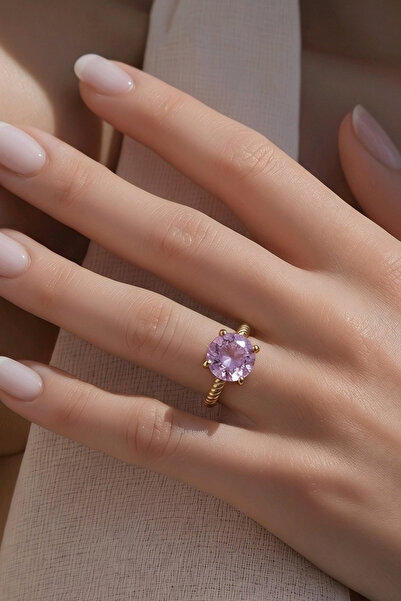 NBS Beautiful Naturel Stones Copper Pure Pink Stone Adjustable Vintage Ring