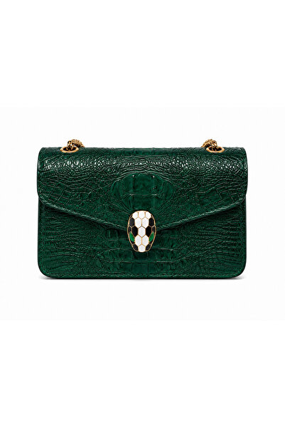Bags Italia Ilemis Geanta de mana cu lant, textura sofisticata tip crocodil, ...