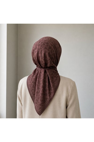 Êtoile Madame Polo Brown Color Lara Crowfoot Patterned Cotton Soft Jacquard Scarf Alinda Series