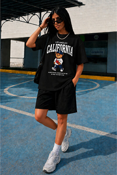 ship master Women's California Teddy Bear Printed Oversize 100% Cotton T-Shir...