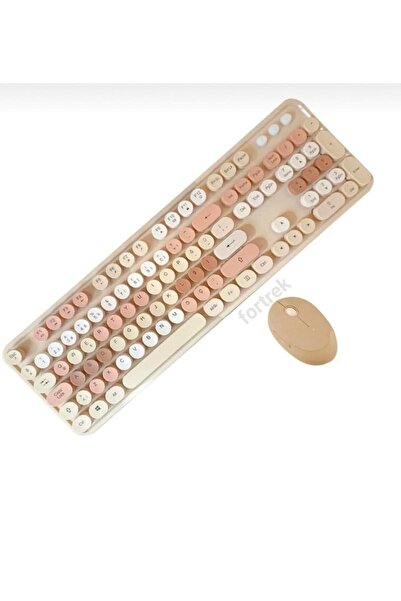 fortrek Renkli Daktilo Tuşlu Kablosuz Q Multimedia Klavye + Mouse Set 104 Tuş...