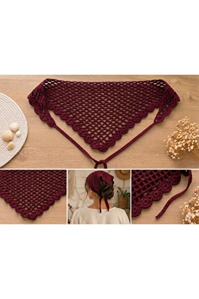 NİLLS Renkli File Model Bandana, El Yapımı Örgü Bandana Yazlık Bohem Bandana ...