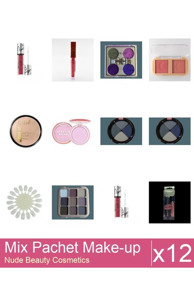 Makeup Set Mix 12 produse Palete Makeup: Ruj lichid mat, Hypoallergenic By Ma...