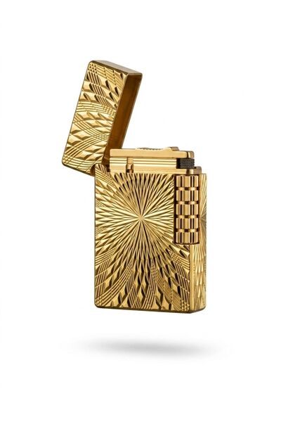 Tisaati Lüks Premium Güneş Işığı Desenli Özel Tasarım Metal Gövdeli Çakmak-Öz...