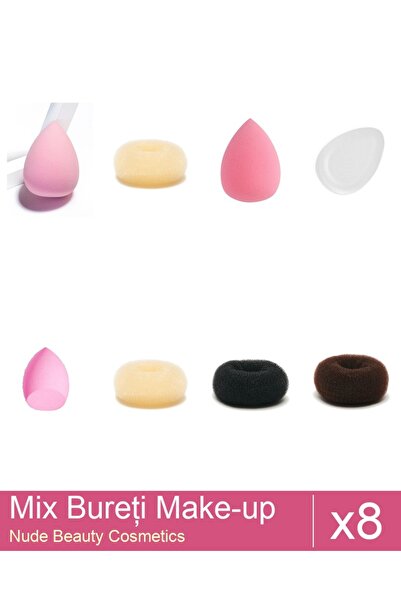 Makeup Set Mix 8 products Sponges: Blonde bun sponge - 9 cm diameter, Blonde ...