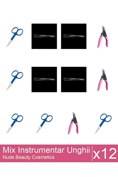 Makeup Set Mix 12 produse Forfecute: Penseta profesionala neagra subtire - On...