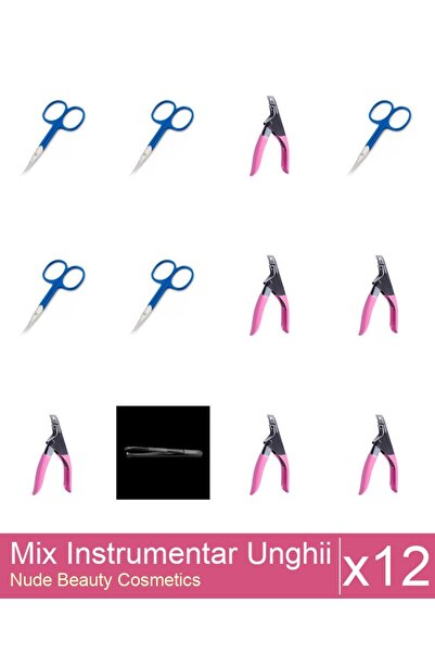 Makeup Set Mix 12 produse Forfecute: Penseta profesionala neagra subtire - On...