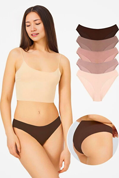 Homay 5-Pack Coffee Tone Cotton Bikini Panties