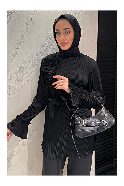 LC Waikiki Nevavm Farkıyla Rose Detailed Collar Pleated Sleeve Elasticated Hi...