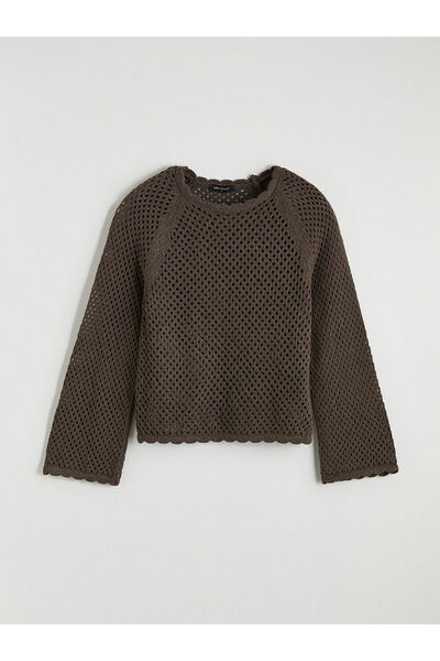 LC Waikiki Peak New Season Crew Neck Openwork Women's Knitwear Sweater