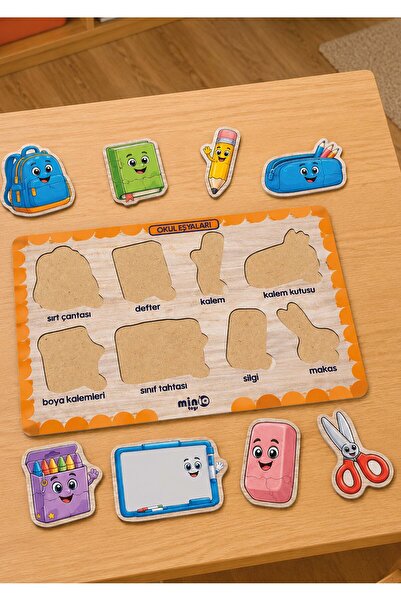 minİQ toys Wooden Turkish School Supplies Educational-Learning Puzzle