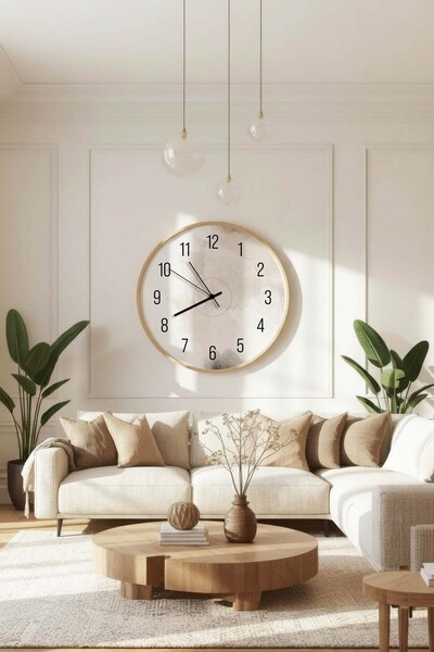 Zevahir Home Ceas de perete decorativ din MDF cu tematică Terra Vibe, cu ramă...