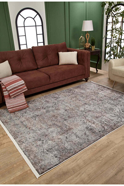 halinet Halı.Net Anthracite Modern Washable Non-Slip Living Room Carpet Haln-...