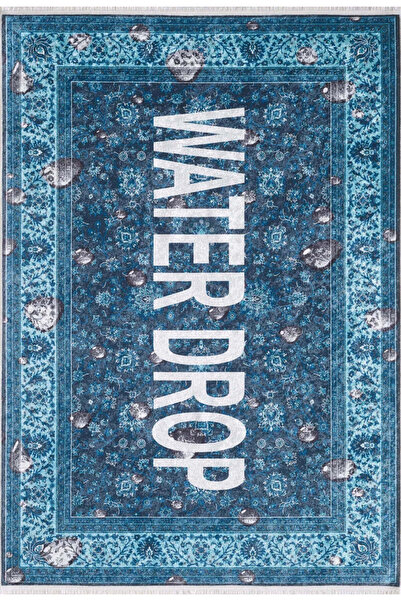 halinet Halı.Net Blue Modern Washable Non-Slip Living Room Carpet Haln-Hln2170