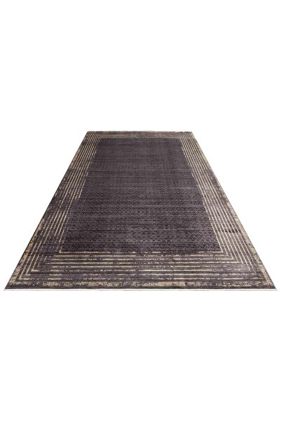 halinet Halı.Net Anthracite Modern Washable Non-Slip Living Room Carpet Eco-M...