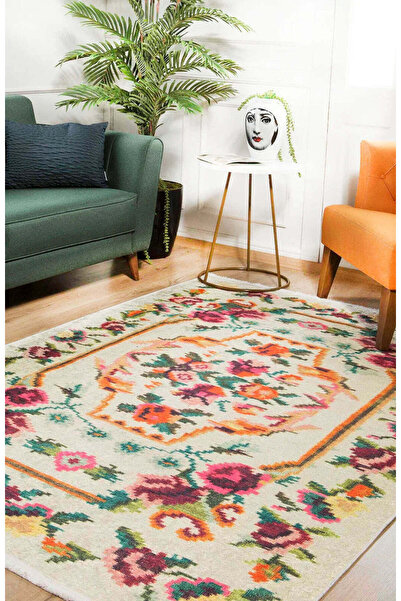 halinet Halı.Net Cream Classic Washable Non-Slip Living Room Carpet Haln-Hln326