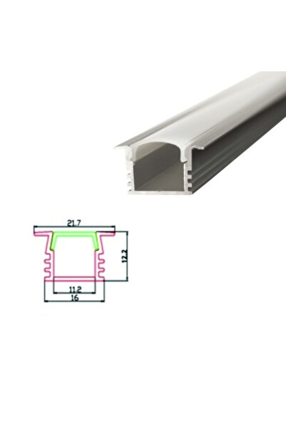DELIGHT Profil Aluminiu 2m Incastrat 21.7x16/11.2mm
