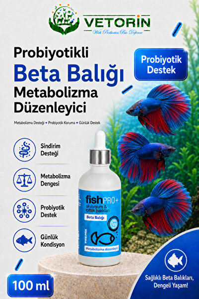 VETORİN Probiyotikli Beta Balığı Sindirim ve Metabolizma Düzenleyici 100 ml D...