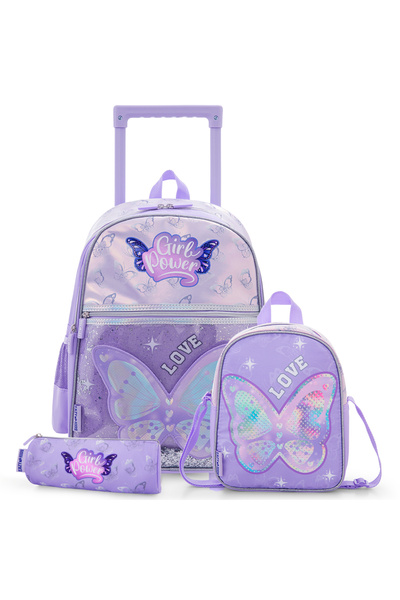 Eazy Kids 16” Trolley School Bag Set of 3 with Wheels – Backpack, Lunch Bag &...