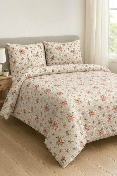 EVRİZON 100% Cotton Duvet Cover Set with Double Elasticated Sheets |   Full Team