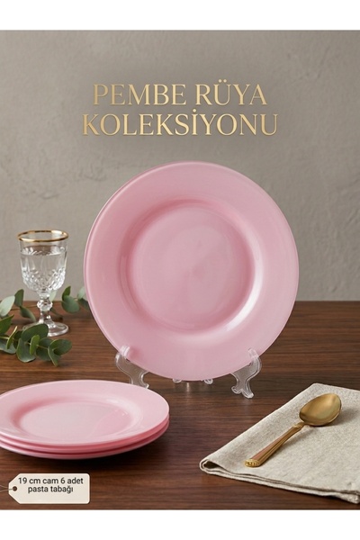 KACHKIRHOME Pasta Tabakları Cam 6 Adet kırmızı Mavi Yeşil Pembe seçenekleri ile