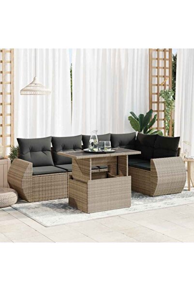 vidaxl Set mobilier gradina cu perne, 6 piese, gri, poliratan