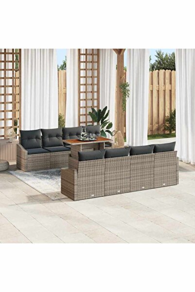 vidaxl Set de canapele pentru gradina 9 pcs Gri Rattan poli