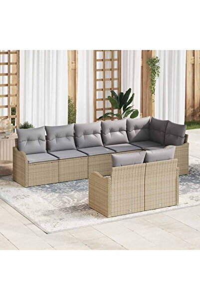vidaxl Set de canapele pentru gradina 8 pcs Bej poliratan
