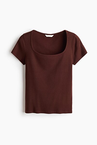 H&M Pamuklu ve Ribanalı Tişört