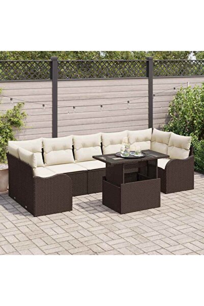 vidaxl Set de canapele pentru gradina 8 pcs Maro È™i Crem poliratan