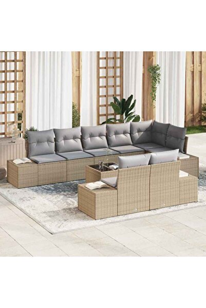 vidaxl Set de canapele pentru gradina Beige È™i gri deschis Rattan poli