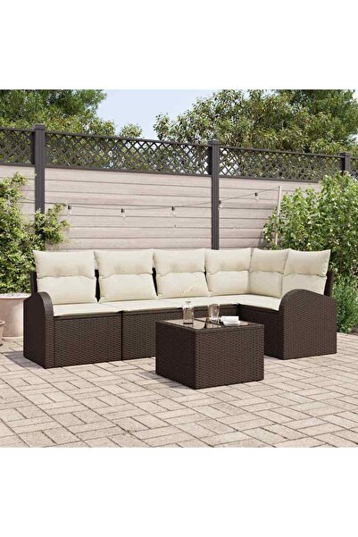 vidaxl Set de canapele pentru gradina 6 pcs Maro È™i alb poliratan