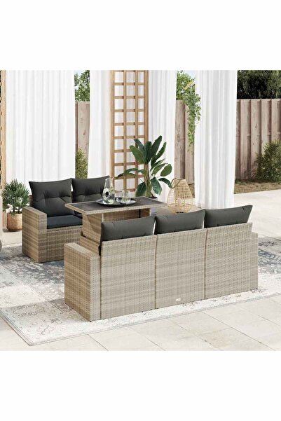 vidaxl Set canapele de gradina cu perne, 6 piese gri deschis poliratan
