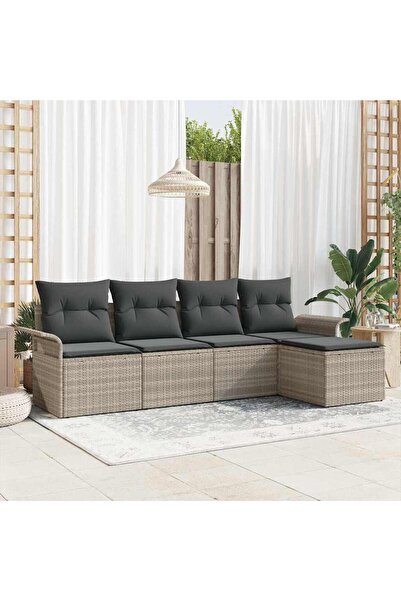 vidaxl Set de canapele pentru gradina 5 pcs Gri deschis poliratan