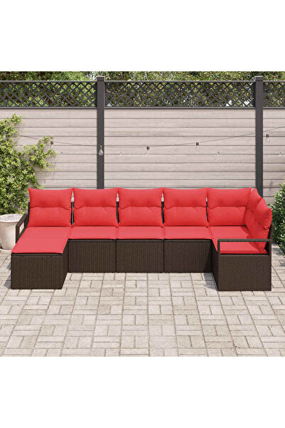 vidaxl Set de canapea cu perna 7 pcs Maro poliratan