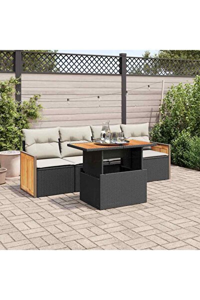 vidaxl Set mobilier de gradina cu perne, 5 piese,poliratan/lemn acacia