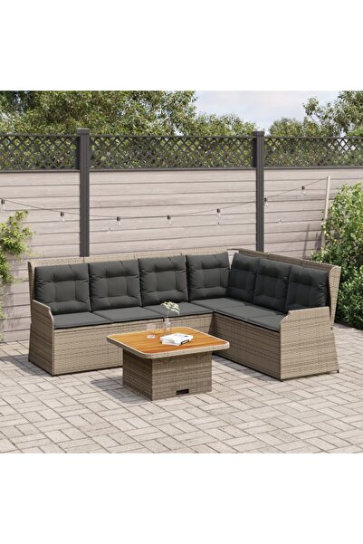 vidaxl Set mobilier de gradina cu perne, 5 piese, gri, poliratan