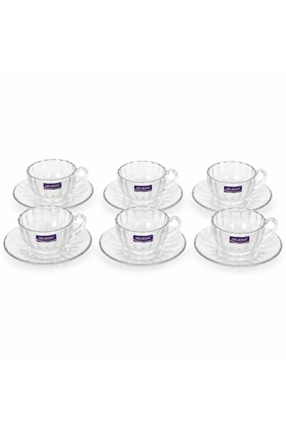 Delisoga Σετ 6 ποτήρια καφέ με 6 γυάλινα πιάτα Delisoga, 170 ml
