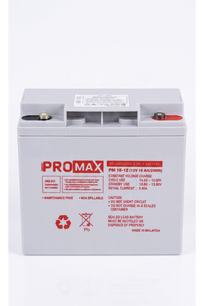 Promax 12V 18Ah Tam Bakımlı VRLA Kuru Akü