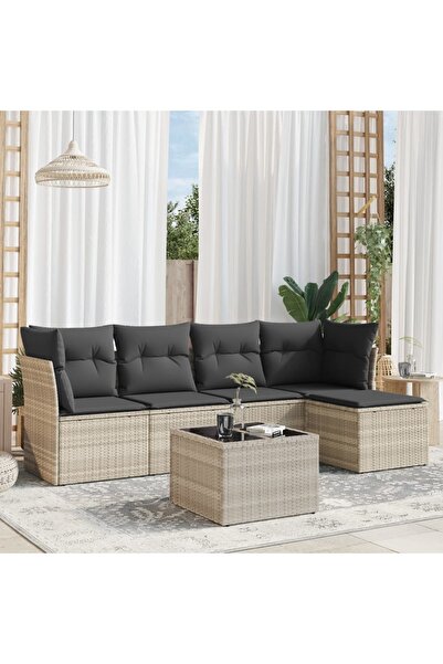 vidaxl Set canapele de gradina cu perne, 6 piese gri deschis poliratan