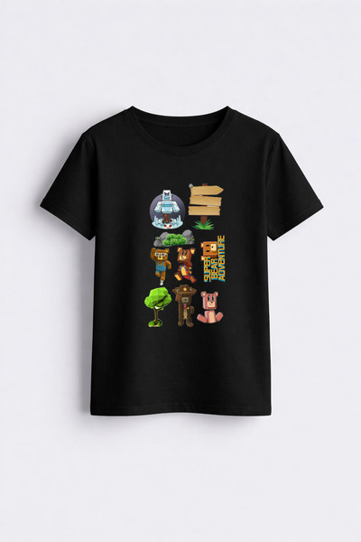 AYDESİGN Tricou negru din țesătură 100% bumbac cu imprimeu Super Bear