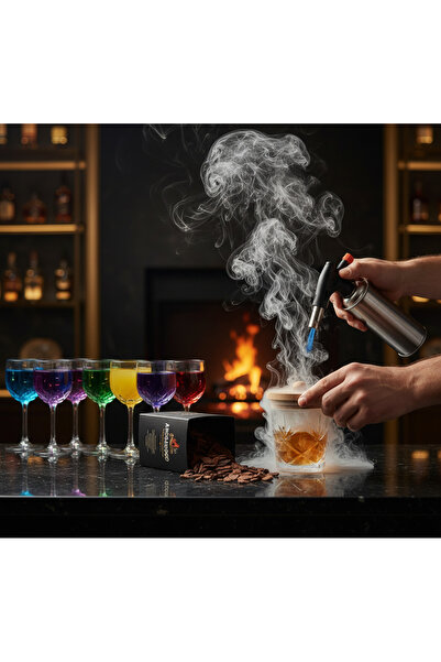 Aromawood Kokteyl Viski Tütsüleme Seti. Kiraz Ağacı Talaşı ve Tarçın Çubuğu A...