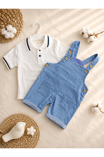 ASLİN STORE Polo Yaka Sweatshirt Çift Cep Detaylı Düğmeli Likralı Kot Salopet...