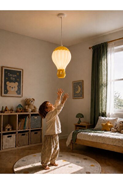 Luma Cozy Orta Boy - Kapadokya Sıcak Hava Balonu Avize - Çocuk Odası Sarkıt L...
