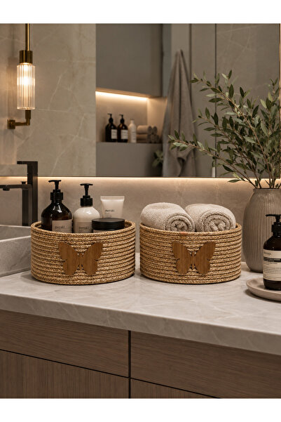 Mastella Jüt Hasır Çocuk Odası | Banyo | Mutfak Organizer 2’li ( Jüt ) 25x10-...