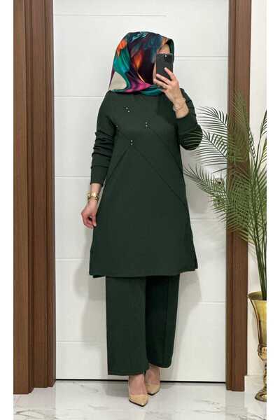 MODA ALMİRA F14 K 120 ZÜMRÜT YEŞİLİ ÇİMALI TAŞLI İKİLİ TAKIM
