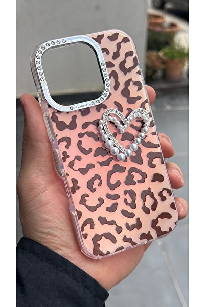 EDELFU متوافق مع iPhone 15 و14/13 - غطاء على شكل قلب من حجر الفهد مع جوانب سم...