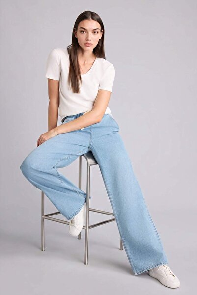 DeFacto Wide Leg High Waist Wide Leg Long Soft Jean Trousers H3520Ax26Sm