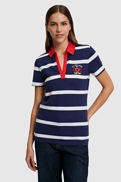 U.S. Polo Assn. تي شيرت نسائي باللون الأزرق الداكن 50265063-VR033